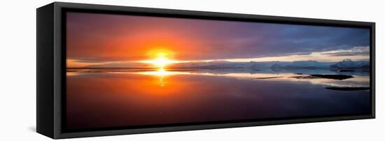 Sunset over the Sea, Hornafjordur, Iceland-null-Framed Stretched Canvas