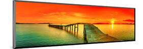 Sunset Over The Sea & Pier-null-Mounted Art Print