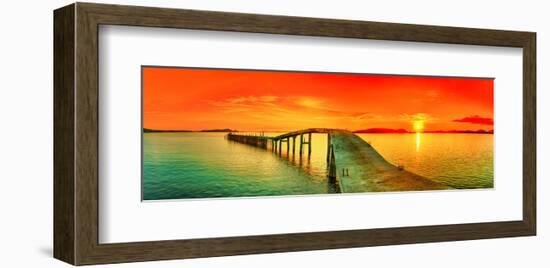 Sunset Over The Sea & Pier-null-Framed Art Print