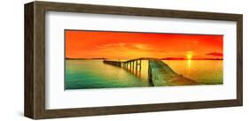 Sunset Over The Sea & Pier-null-Framed Art Print