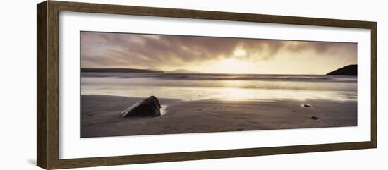 Sunset over the Sea, Whitesand Bay, Pembrokeshire, Wales-null-Framed Photographic Print