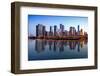 Sunset over the Tall Skyscrapers of Chicago from Navy Pier with Artificial Water Reflection-Steve Heap-Framed Photographic Print