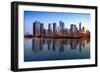 Sunset over the Tall Skyscrapers of Chicago from Navy Pier with Artificial Water Reflection-Steve Heap-Framed Photographic Print