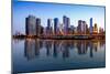 Sunset over the Tall Skyscrapers of Chicago from Navy Pier with Artificial Water Reflection-Steve Heap-Mounted Photographic Print