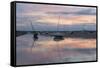 Sunset over the tidal channel at Brancaster Staithe, Norfolk, England, United Kingdom, Europe-Jon Gibbs-Framed Stretched Canvas