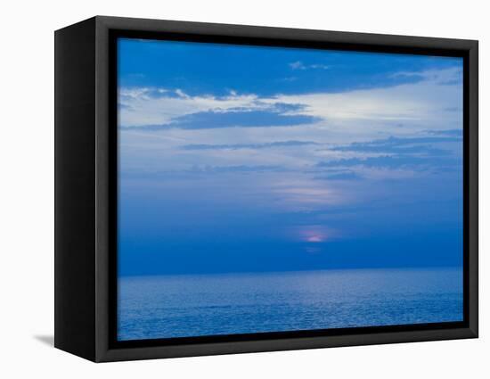 Sunset over the Tyrrhenian Sea, Forio, Ischia, Bay of Naples, Campania, Italy-Walter Bibikow-Framed Stretched Canvas