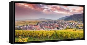Sunset over the Vineyards Surrounding Riquewihr, Alsace, France-Matteo Colombo-Framed Stretched Canvas