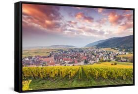 Sunset over the Vineyards Surrounding Riquewihr, Alsace, France-Matteo Colombo-Framed Stretched Canvas