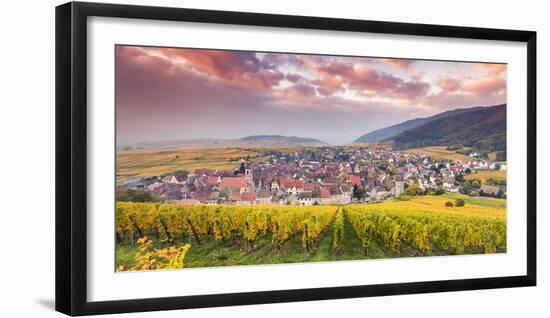 Sunset over the Vineyards Surrounding Riquewihr, Alsace, France-Matteo Colombo-Framed Photographic Print