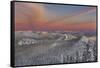 Sunset over the Whitefish Range and Flower Point in Whitefish, Montana-Chuck Haney-Framed Stretched Canvas