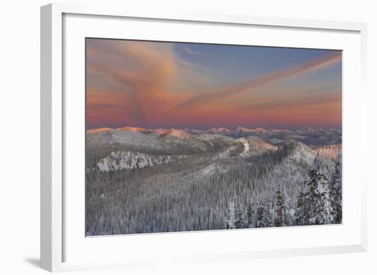 Sunset over the Whitefish Range and Flower Point in Whitefish, Montana-Chuck Haney-Framed Photographic Print