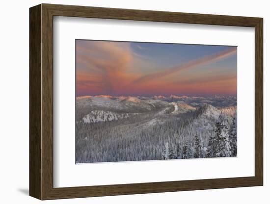 Sunset over the Whitefish Range and Flower Point in Whitefish, Montana-Chuck Haney-Framed Photographic Print