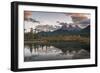 Sunset over Three Sisters in Autumn near Banff National Park, Canmore, Alberta, Canada-Jon Reaves-Framed Photographic Print