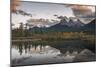 Sunset over Three Sisters in Autumn near Banff National Park, Canmore, Alberta, Canada-Jon Reaves-Mounted Photographic Print