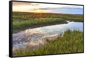 Sunset over Tidal Marsh at Massachusetts Audubon Wellfleet Bay Wildlife Sanctuary-Jerry and Marcy Monkman-Framed Stretched Canvas