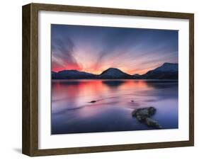 Sunset over Tjeldsundet, Troms County, Norway-Stocktrek Images-Framed Photographic Print