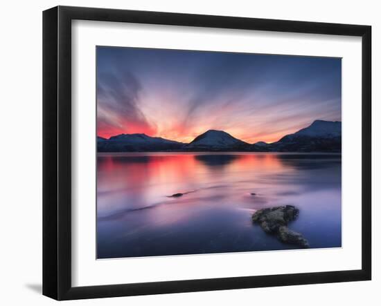 Sunset over Tjeldsundet, Troms County, Norway-Stocktrek Images-Framed Photographic Print
