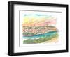 Sunset over Toledo old town in Spain-M. Bleichner-Framed Art Print