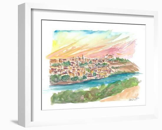 Sunset over Toledo old town in Spain-M. Bleichner-Framed Art Print