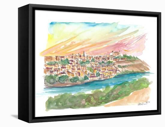 Sunset over Toledo old town in Spain-M. Bleichner-Framed Stretched Canvas