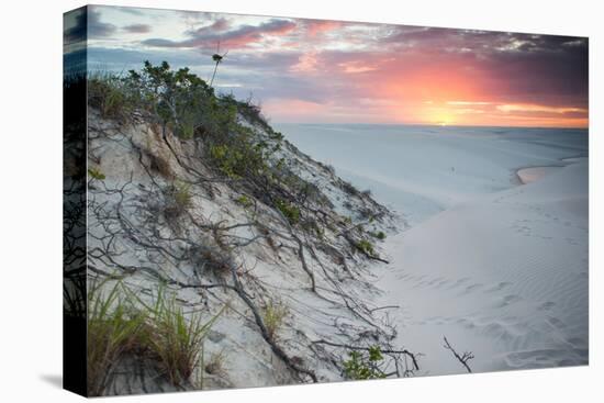 Sunset over Two Lagoons in Brazil's Lencois Maranhenses Sand Dunes-Alex Saberi-Stretched Canvas