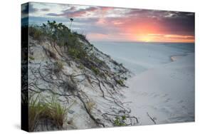 Sunset over Two Lagoons in Brazil's Lencois Maranhenses Sand Dunes-Alex Saberi-Stretched Canvas