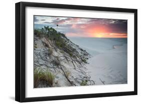 Sunset over Two Lagoons in Brazil's Lencois Maranhenses Sand Dunes-Alex Saberi-Framed Photographic Print