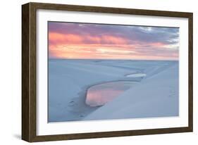 Sunset over Two Lagoons in Lencois Maranhenses National Park-Alex Saberi-Framed Photographic Print