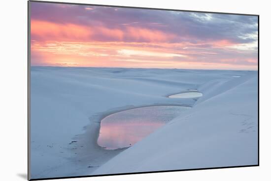 Sunset over Two Lagoons in Lencois Maranhenses National Park-Alex Saberi-Mounted Photographic Print