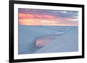 Sunset over Two Lagoons in Lencois Maranhenses National Park-Alex Saberi-Framed Photographic Print