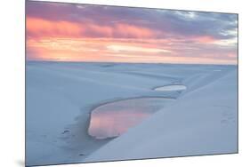 Sunset over Two Lagoons in Lencois Maranhenses National Park-Alex Saberi-Mounted Photographic Print