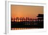 Sunset over U Bein Bridge, Taungthman Lake, U Bein, Amarapura, Myanmar (Burma), Asia-Nathalie Cuvelier-Framed Photographic Print