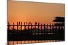 Sunset over U Bein Bridge, Taungthman Lake, U Bein, Amarapura, Myanmar (Burma), Asia-Nathalie Cuvelier-Mounted Photographic Print