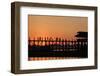 Sunset over U Bein Bridge, Taungthman Lake, U Bein, Amarapura, Myanmar (Burma), Asia-Nathalie Cuvelier-Framed Photographic Print