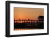 Sunset over U Bein Bridge, Taungthman Lake, U Bein, Amarapura, Myanmar (Burma), Asia-Nathalie Cuvelier-Framed Photographic Print