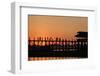 Sunset over U Bein Bridge, Taungthman Lake, U Bein, Amarapura, Myanmar (Burma), Asia-Nathalie Cuvelier-Framed Photographic Print