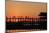 Sunset over U Bein Bridge, Taungthman Lake, U Bein, Amarapura, Myanmar (Burma), Asia-Nathalie Cuvelier-Mounted Photographic Print