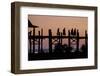 Sunset over U Bein Bridge, Taungthman Lake, U Bein, Amarapura, Myanmar (Burma), Asia-Nathalie Cuvelier-Framed Photographic Print