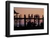 Sunset over U Bein Bridge, Taungthman Lake, U Bein, Amarapura, Myanmar (Burma), Asia-Nathalie Cuvelier-Framed Photographic Print