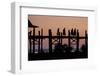 Sunset over U Bein Bridge, Taungthman Lake, U Bein, Amarapura, Myanmar (Burma), Asia-Nathalie Cuvelier-Framed Photographic Print