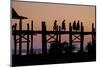 Sunset over U Bein Bridge, Taungthman Lake, U Bein, Amarapura, Myanmar (Burma), Asia-Nathalie Cuvelier-Mounted Photographic Print