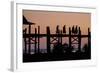 Sunset over U Bein Bridge, Taungthman Lake, U Bein, Amarapura, Myanmar (Burma), Asia-Nathalie Cuvelier-Framed Photographic Print