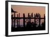 Sunset over U Bein Bridge, Taungthman Lake, U Bein, Amarapura, Myanmar (Burma), Asia-Nathalie Cuvelier-Framed Photographic Print