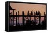 Sunset over U Bein Bridge, Taungthman Lake, U Bein, Amarapura, Myanmar (Burma), Asia-Nathalie Cuvelier-Framed Stretched Canvas