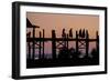 Sunset over U Bein Bridge, Taungthman Lake, U Bein, Amarapura, Myanmar (Burma), Asia-Nathalie Cuvelier-Framed Photographic Print