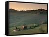 Sunset over Vineyards Near Panzano in Chianti, Chianti, Tuscany, Italy, Europe-Patrick Dieudonne-Framed Stretched Canvas