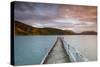 Sunset over Wharf in Idyllic Kenepuru Sound, Marlborough Sounds, South Island, New Zealand-Doug Pearson-Stretched Canvas