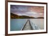 Sunset over Wharf in Idyllic Kenepuru Sound, Marlborough Sounds, South Island, New Zealand-Doug Pearson-Framed Photographic Print