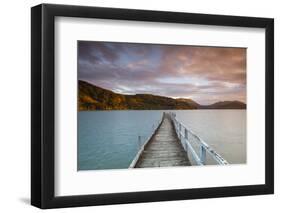 Sunset over Wharf in Idyllic Kenepuru Sound, Marlborough Sounds, South Island, New Zealand-Doug Pearson-Framed Photographic Print