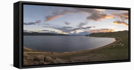 Sunset over White Lake, Tariat district, North Hangay province, Mongolia, Central Asia, Asia-Francesco Vaninetti-Framed Stretched Canvas